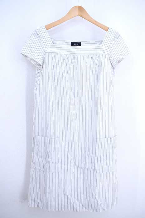 A.P.C. (アーペーセー) マルチストライプ柄 コットンS/Sワンピース レディース ワンピース