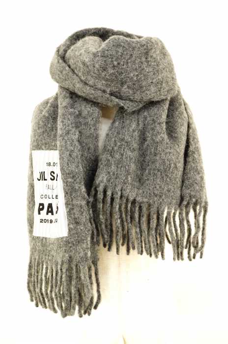 JIL SANDER （ジルサンダー） 19AW ARTWORK PATCH FRINGE SCARF ロゴスカーフ メンズ ファッション雑貨