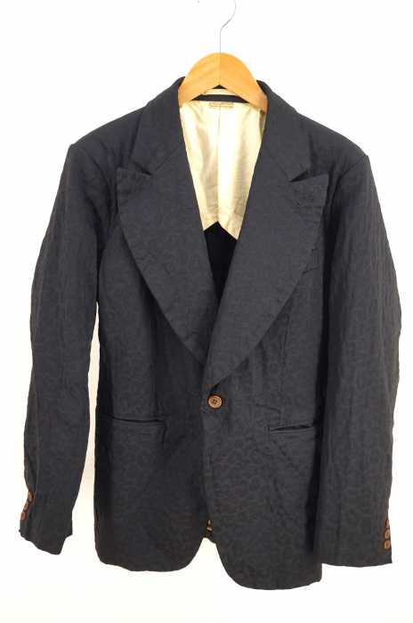 COMME des GARCONS HOMME PLUS(コムデギャルソンオムプリュス) AD2014 ポリ縮レオパード柄1Bビックカラーテーラードジャケット メンズ アウター