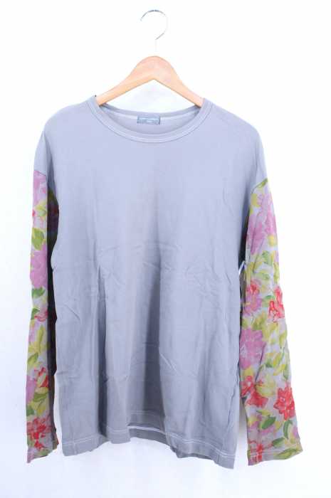 COMME des GARCONS HOMME (コムデギャルソンオム) AD2001 02SS 花柄切替 鹿の子クルーネックカットソー メンズ トップス