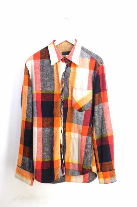 Y's （ワイズ） カットオフ加工チェックシャツ メンズ トップス
