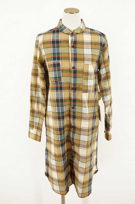 BEAMS BOY （ビームスボーイ） リネン混チェック柄シャツワンピース レディース ワンピース