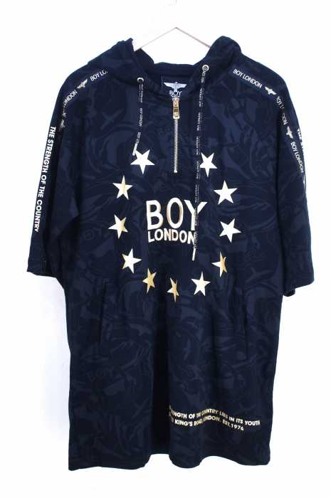 BOY LONDON（ボーイロンドン） 19SS ロゴ刺繍 総柄プリントハーフジッププルオーバーパーカー メンズ トップス