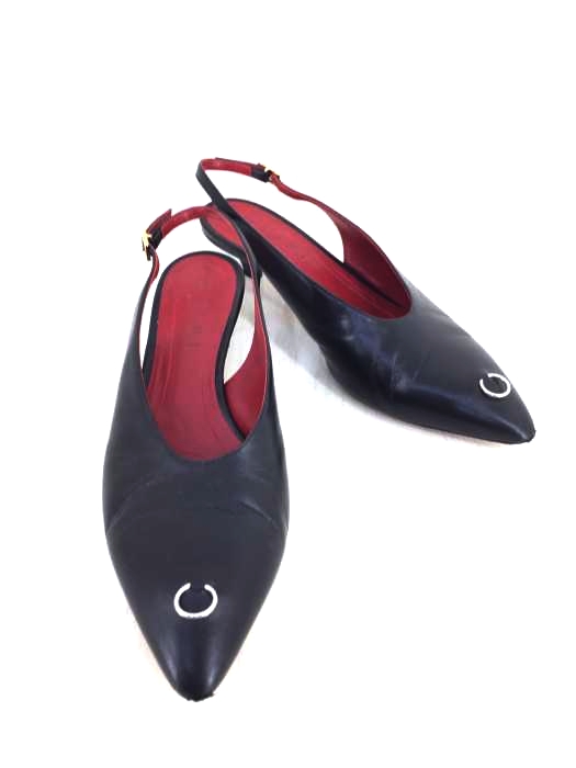 MARNI(マルニ) ピアスポインテッドトゥ レザーキトゥンヒールパンプス レディース シューズ