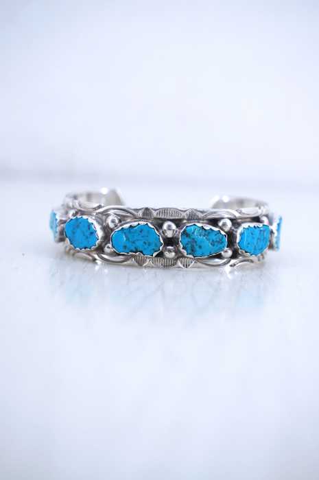 NAVAJO（ナバホ） 60s Y刻印 ターコイズ装飾シルバーバングル メンズ アクセサリー