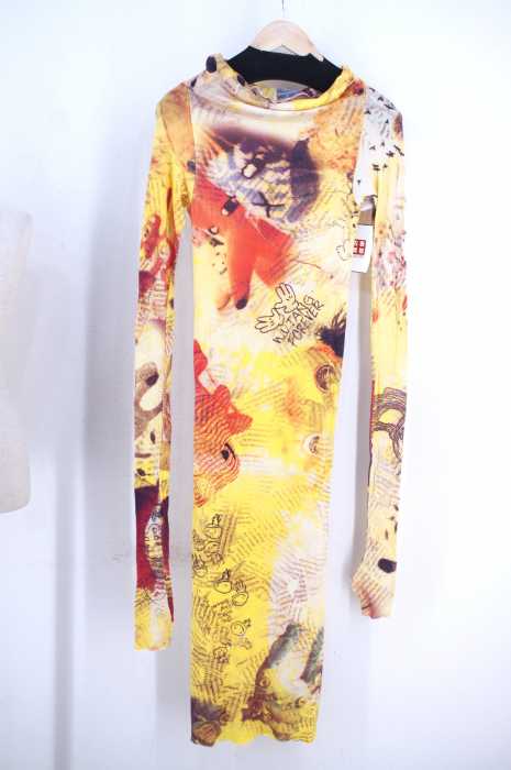 NOZOMI ISHIGURO Haute Couture（ノゾミイシグロオートクチュール） 総柄転写プリント  ストレッチハイネックカットソーワンピース レディース ワンピース