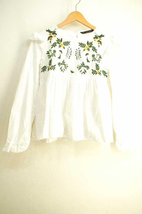 ZARA(ザラ) 刺繍ギャザーブラウス レディース トップス