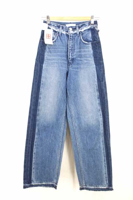 moussy （マウジー） SIDE LINE WIDE LEG DENIM カットオフ加工ワイドデニム レディース パンツ