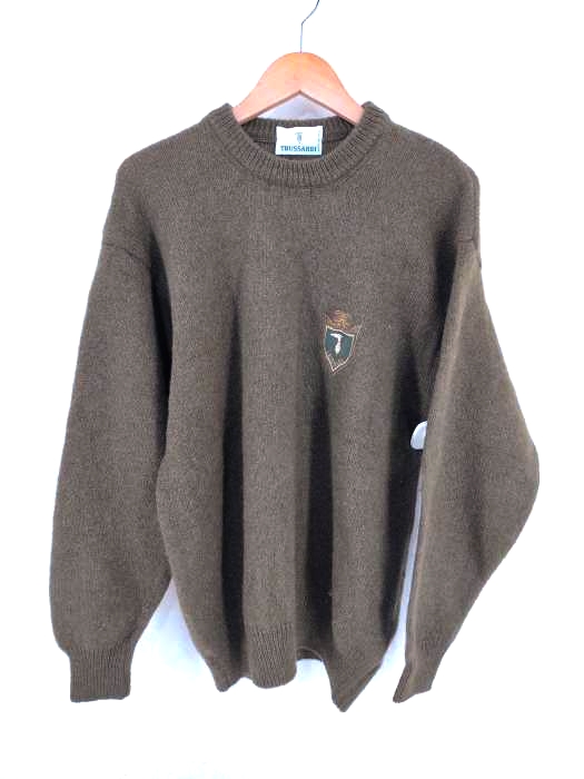 TRUSSARDI(トラサルディ) イタリア製 胸刺繍ウールニット メンズ トップス