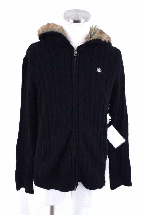 BURBERRY BLACK LABEL (バーバリーブラックレーベル) フェイクファーフーデットパーカ メンズ トップス