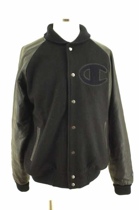Champion （チャンピオン） レザー袖切替フロントロゴスタジャン メンズ アウター