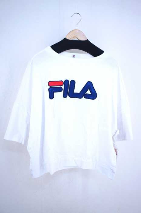 FILA × ViS （フィラ ビス） サテン切替ロゴTシャツ レディース トップス