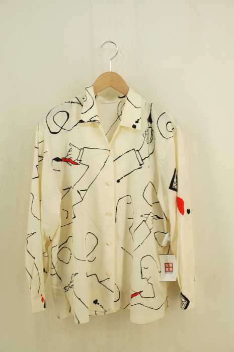 USED古着  （ユーズドフルギ） 画家デザインプリントオープンカラーシャツ レディース トップス