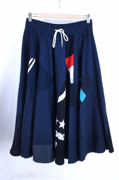 YEAH RIGHT!(イェーライト!!) SHAKA CIRCULAR SKIRT 解体再構築 ランダムパッチワークフレアスカート レディース スカート