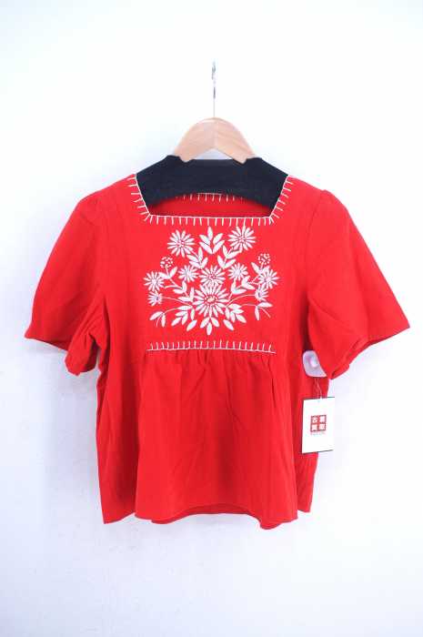 CHILD WOMAN（チャイルドウーマン） 花柄刺繍 S/Sコットンフレアブラウス レディース トップス