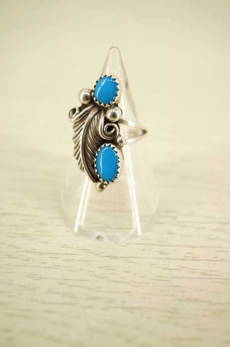 USED古着  （ユーズドフルギ） STERLINGターコイズフェザーシルバーリング インディアンジュエリー メンズ アクセサリー