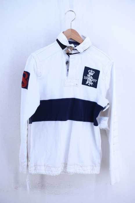 Polo by RALPH LAUREN （ポロバイラルフローレン） ウエストドローコード バック国旗刺繍 長袖ラガーポロシャツ メンズ トップス
