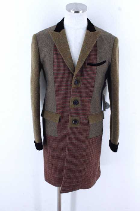 SASQUATCHfabrix. （サスクワァッチファブリックス） 12AW　パッチワークウール混チェスターコート メンズ アウター