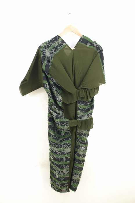 JUNYA WATANABE COMME des GARCONS (ジュンヤワタナベコムデギャルソン) AD2010 10AW ランウェイ使用モデル Look25 レース刺繍生地切替 アシンメトリープリーツワンピース レディース ワンピース
