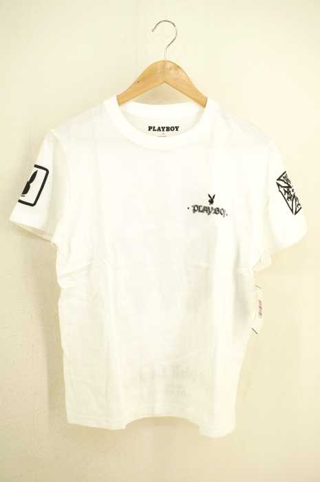 PLAYBOY × Bill Wall Leather （プレイボーイ ビルウォールレザー） バックバニーガールプリントクルーネックTee メンズ トップス