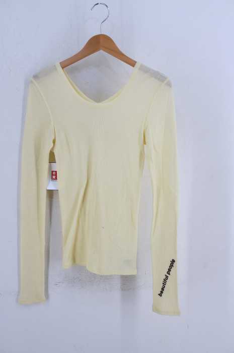 beautiful people (ビューティフルピープル) wool rib crew neck pullover logoprint レディース トップス