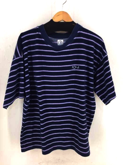 POLeR(ポーラー) パイル地 ボーダー柄 クルーネックTシャツ メンズ トップス