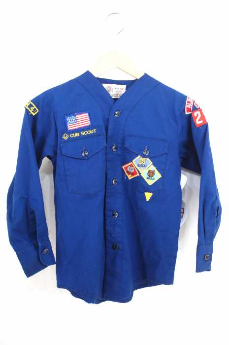 BOY SCOUTS OF AMERICA（ボーイスカウトオブアメリカ） 60-70S　ワッペン装飾ノーカラーシャツ レディース トップス