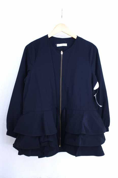 USED古着  （ユーズドフルギ） ノーカラーフリルジャケット レディース アウター