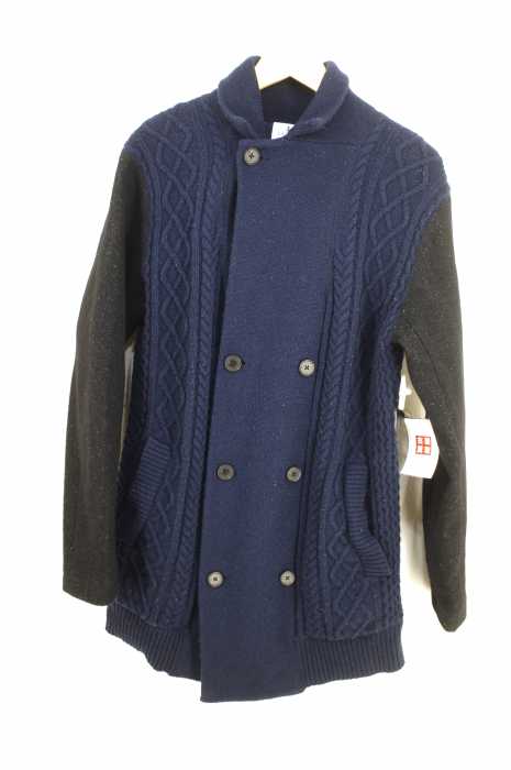 LANVIN en Bleu (ランバンオンブルー) ショールカラー異素材切替ニットブルゾン メンズ アウター