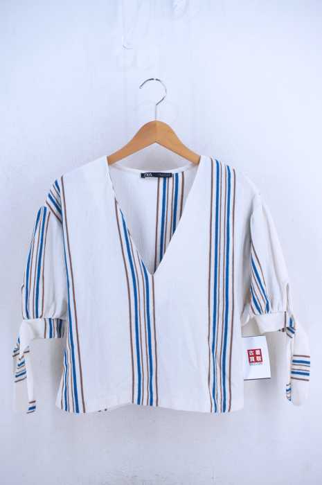 ZARA（ザラ） ストライプスキッパーニットブラウス レディース トップス
