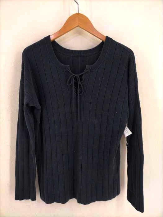 SALON adam et rope（サロンアダムエロペ） レースアップ リブカットソー レディース トップス