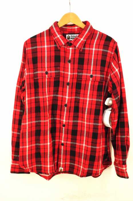 A BATHING APE （アベイシングエイプ） SHARK FLANNEL CHECK SHIRT メンズ トップス
