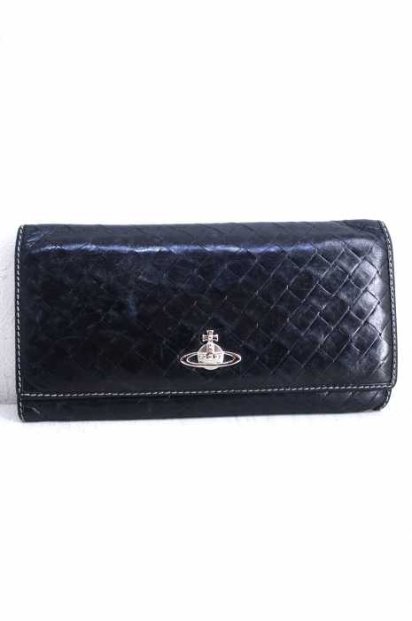 Vivienne Westwood （ヴィヴィアンウエストウッド） オーブ編み込みレザー長財布　 レディース 財布・ケース