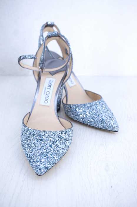 JIMMY CHOO（ジミーチュウ） MICKY 85 グリッターレザーポインティサンダル レディース シューズ