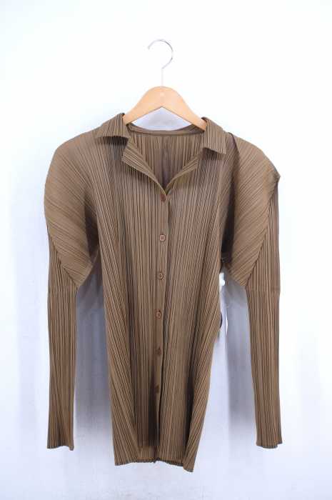 PLEATS PLEASE ISSEY MIYAKE（プリーツプリーズイッセイミヤケ） プリーツ加工オープンカラーシャツ レディース トップス