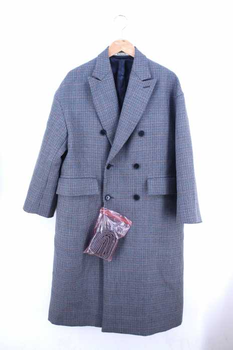 Auralee DOUBLE FACE CHECK BREASTED COAT
