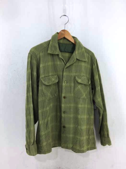 USED古着（ユーズドフルギ） 50年代 チェック柄 ウールオープンカラーシャツ メンズ トップス