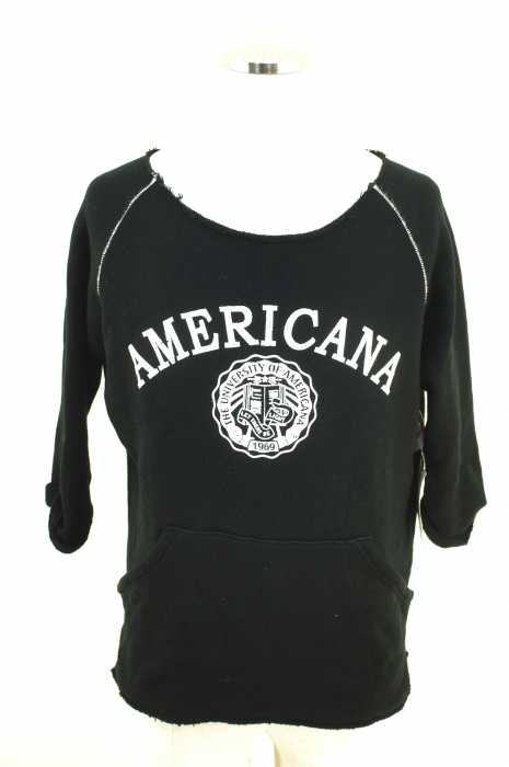 Americana （アメリカーナ） カットオフ加工ラグランカレッジスウェット レディース トップス