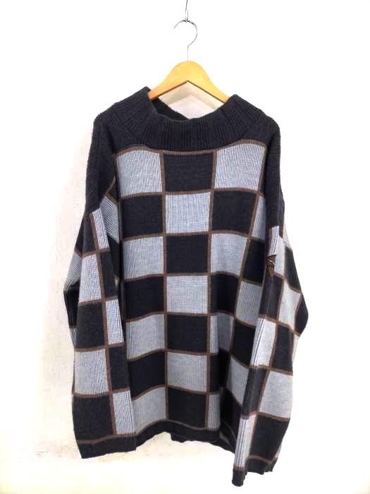 USED古着（ユーズドフルギ） モックネック ブロック切替 ニット メンズ トップス