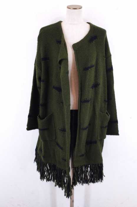 KBF (ケイビーエフ) 15AW フリンジガウンウールニットカーディガン レディース アウター