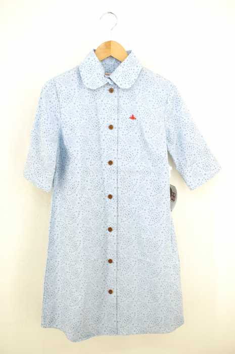 Vivienne Westwood RED LABEL （ヴィヴィアンウエストウッドレッドレーベル） CHOICE オーブ刺繍 丸襟マルチドット柄S/Sシャツワンピース レディース ワンピース