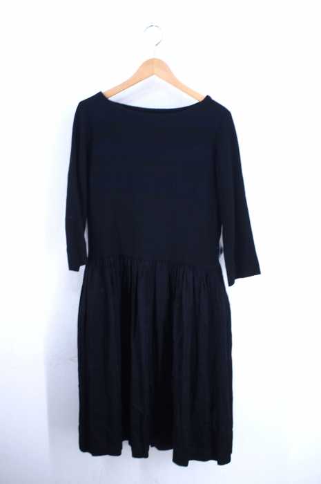 tricot COMME des GARCONS （トリココムデギャルソン） AD2009 09AW 異素材切替 パネルボーダーギャザーワンピース レディース ワンピース