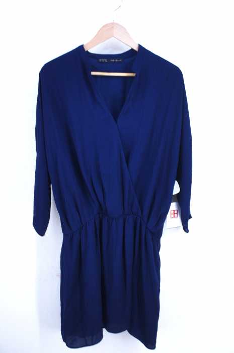 ZARA BASIC (ザラベーシック) ウエストギャザー切替 スキッパーシャツワンピース レディース ワンピース