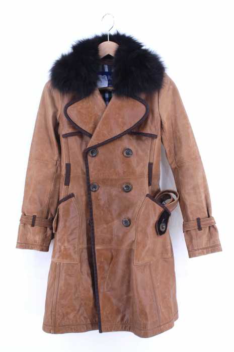 BURBERRY BLUE LABEL（バーバリーブルーレーベル） 襟ファーカウレザートレンチコート レディース アウター