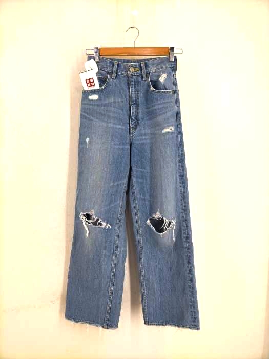 AZUL by moussy（アズールバイマウジー） 18SS ハイウエストクラッシュワイドデニム レディース パンツ