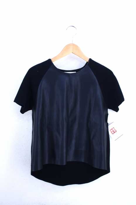 ZARA KNIT（ザラニット） エコレザー切替 S/Sニット レディース トップス