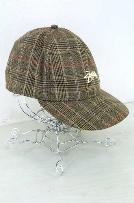 STUSSY （ステューシー） ロゴプリントチェックベースボールキャップ メンズ 帽子
