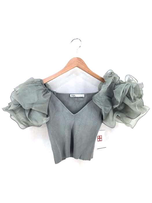 ZARA（ザラ） チュールスリーブリブニット レディース トップス