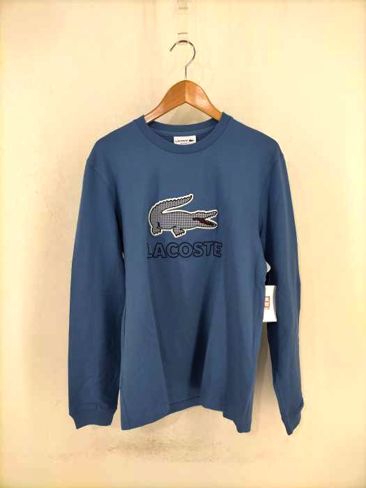 LACOSTE（ラコステ） ハウンドトゥース柄ロゴワッペン付きロングスリーブTシャツ メンズ トップス