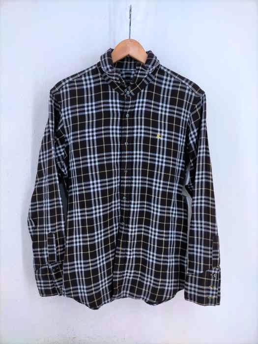BURBERRY BLACK LABEL（バーバリーブラックレーベル） 襟ワイヤーチェックガーゼシャツ メンズ トップス